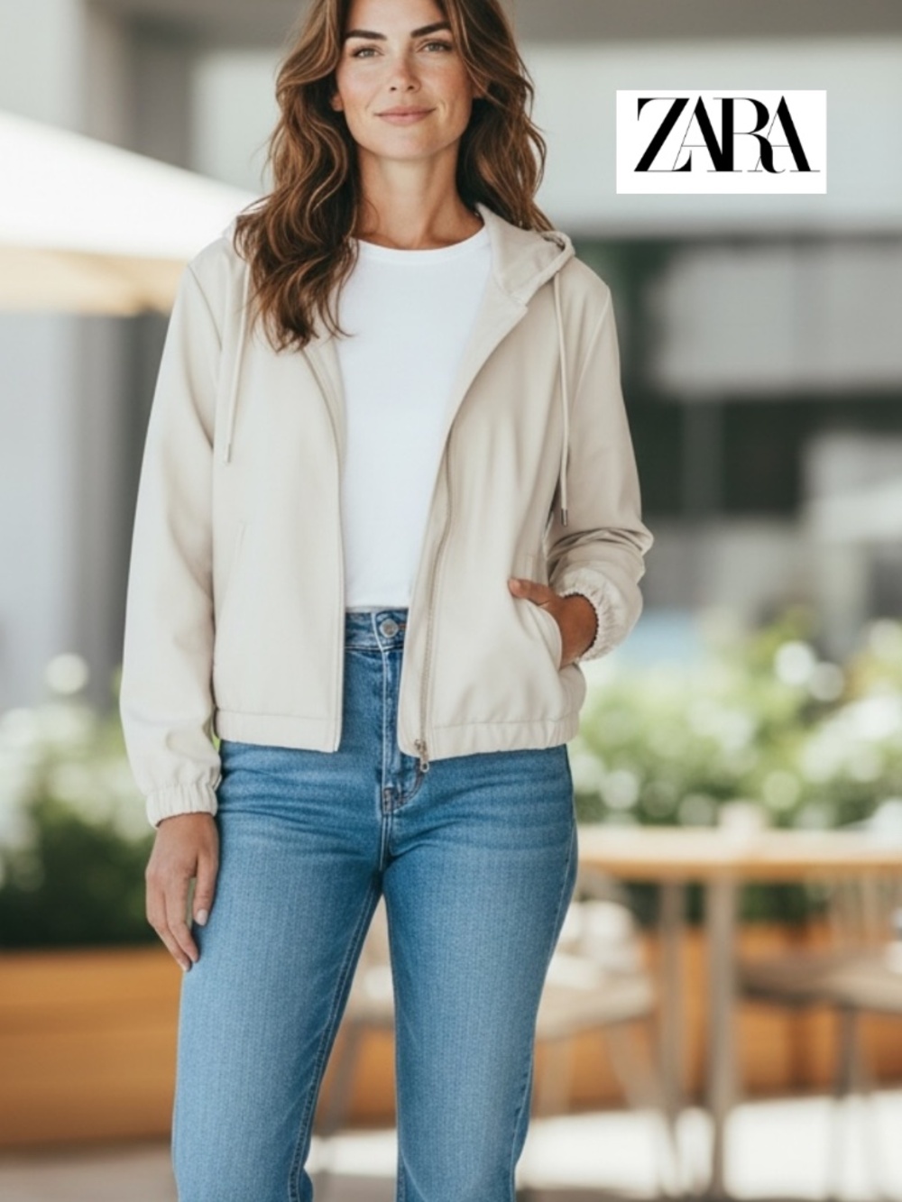 Zara faux suede hooded crop jacket, XL, PG1578